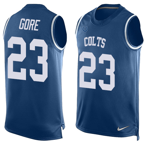 Men's Limited Frank Gore Nike Jersey Royal Blue - #23 Player Name & Number Tank Top NFL Indianapolis Colts